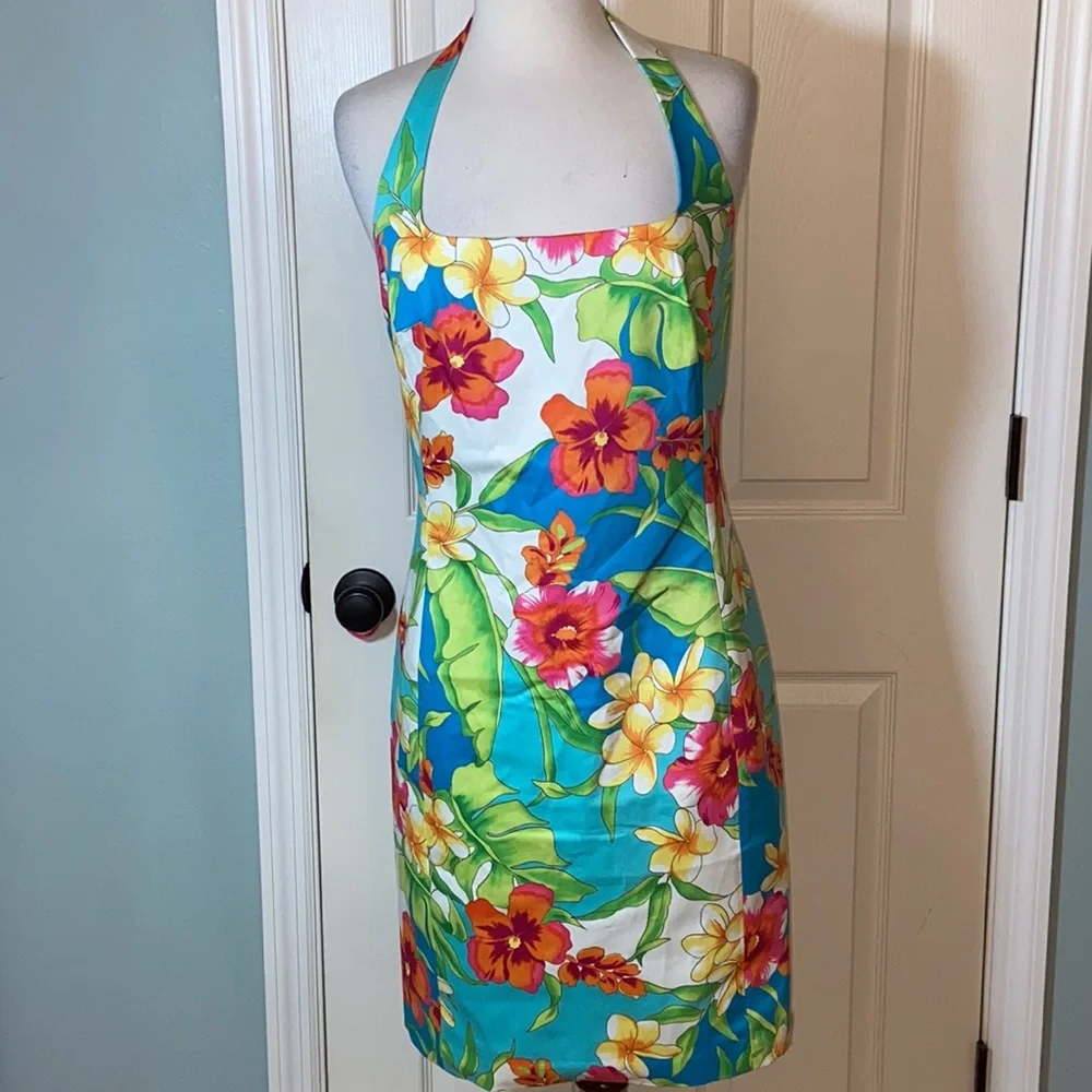 Nwt Ralph Lauren Floral Hibiscus Halter sun Dress - Picture 2 of 9